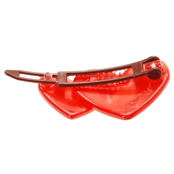 Double Heart Plastic Tige Boule Barrette Adult Compact Fine Hair Styling